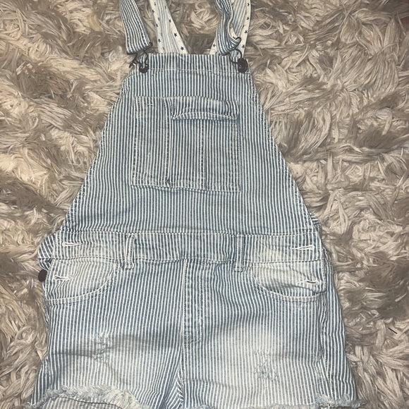 Forever 21 Stripes OVERALL SHORTS Sz. S - Picture 1 of 8